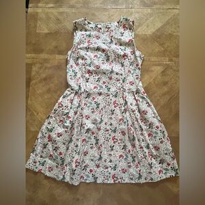 GAP Pleated Sundress | Cream, Coral & Teal | Size 14 Tall